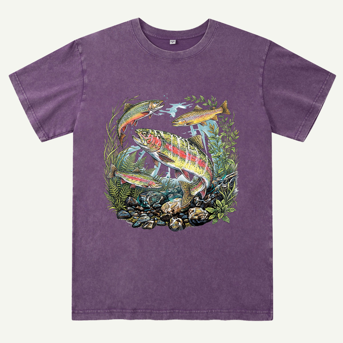 Trout Fishing Freshwater Fish Nature Washed T-Shirt