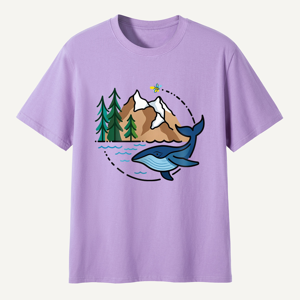 Whale & Mountain Forest T-Shirt