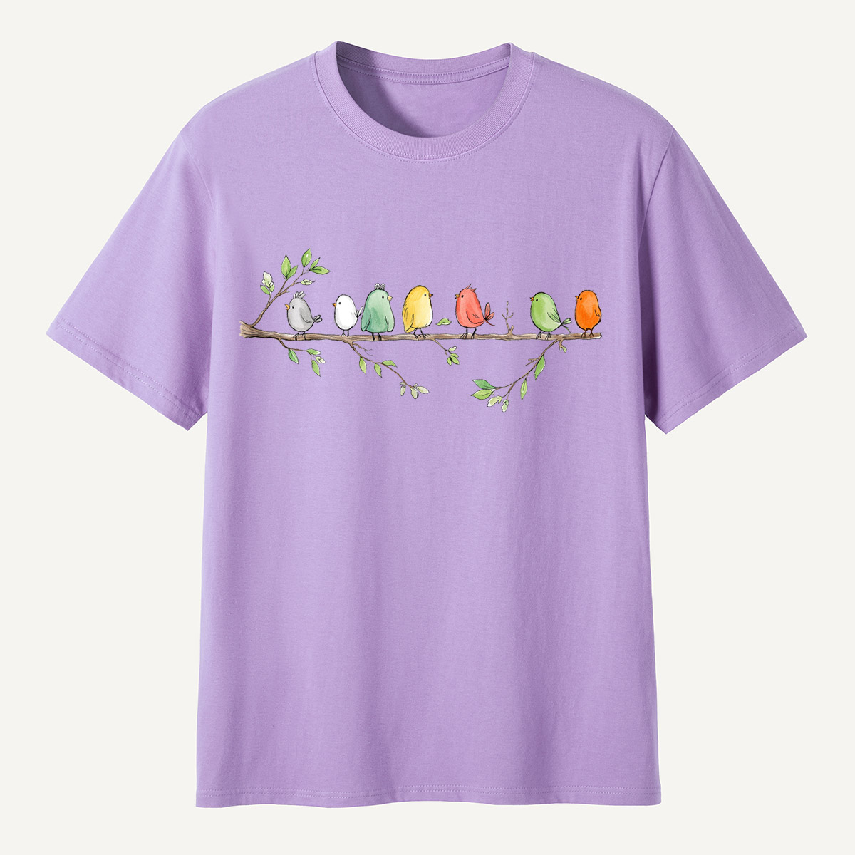 Colorful Songbirds On Branch T-Shirt