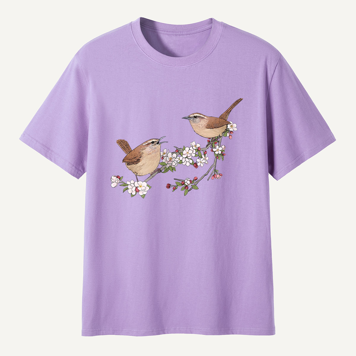 Songbirds On Blooming Branch Nature T-Shirt