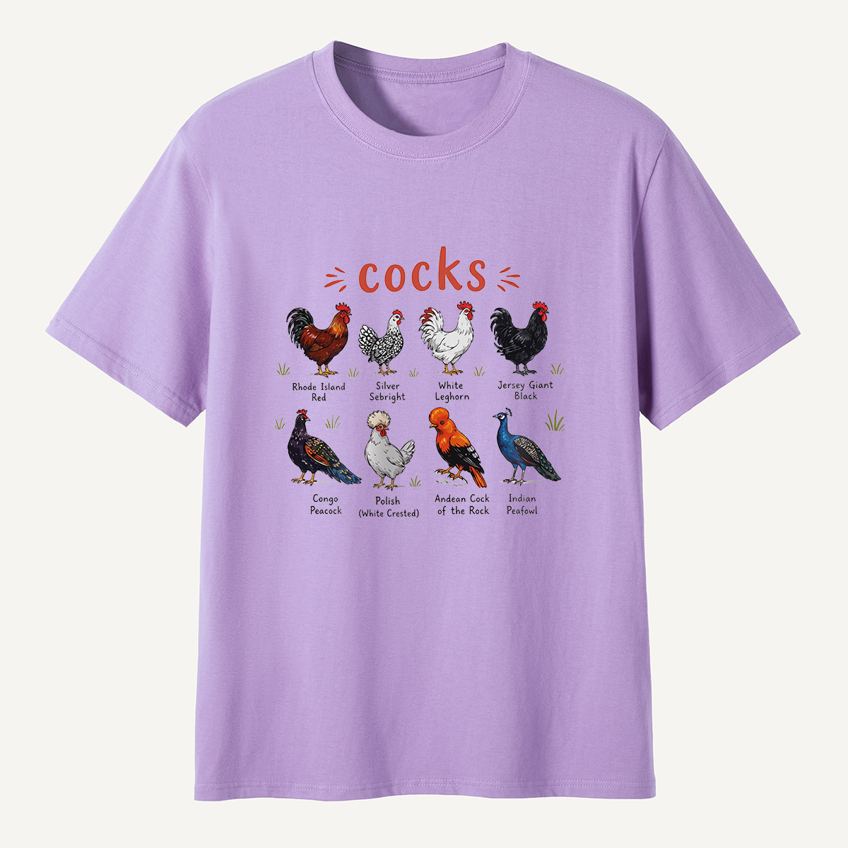 MDCTBYWY26072004 Cocks of the World Illustrated T-Shirt