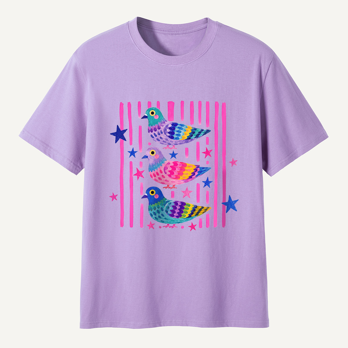 MDCTBYWY26072006 Colorful Pop Pigeon T-Shirt