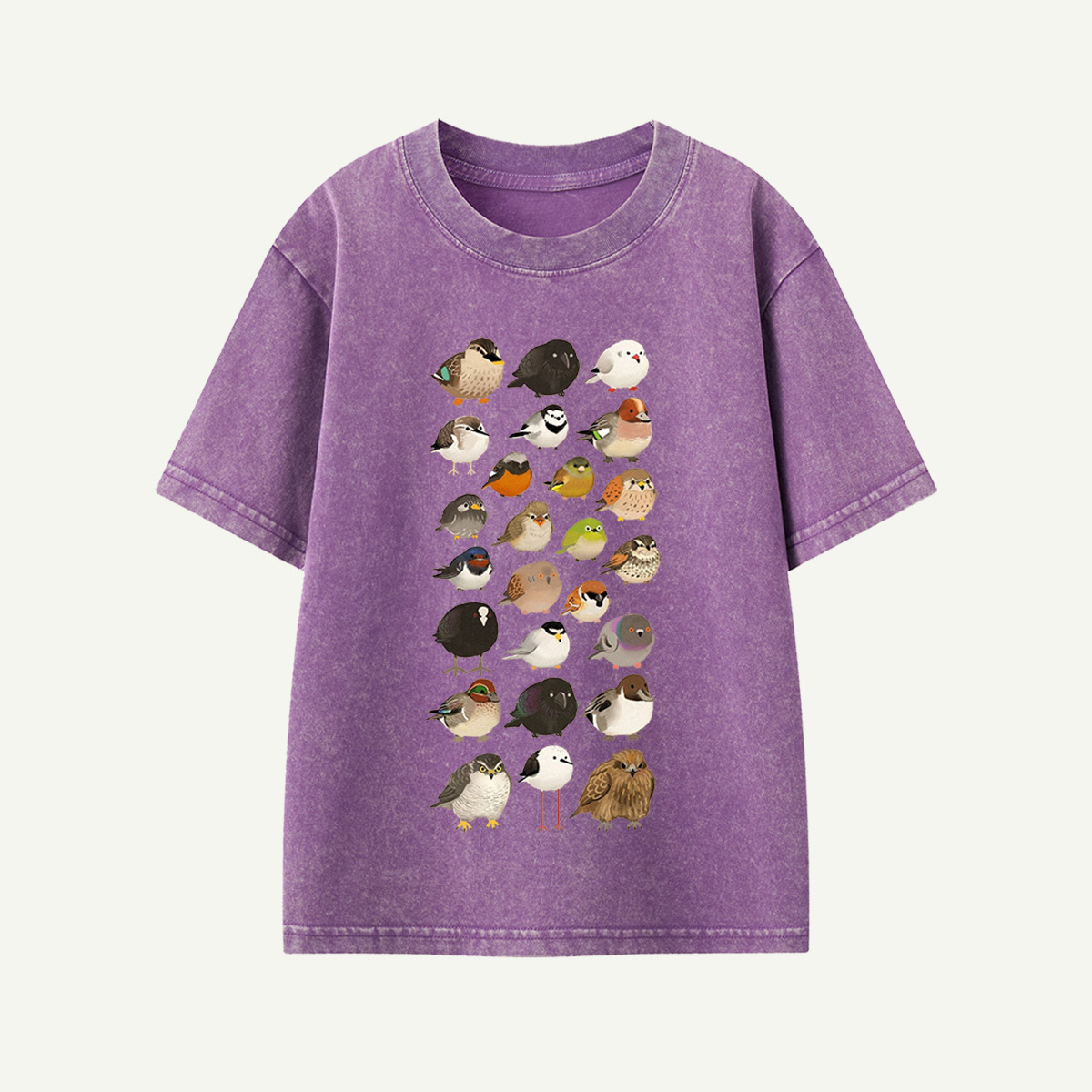 Bird Species Illustration Kids Washed T-Shirt