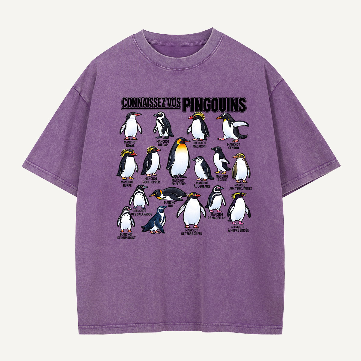 Connaissez Vos Pingouins Penguin Guide Washed T-Shirt