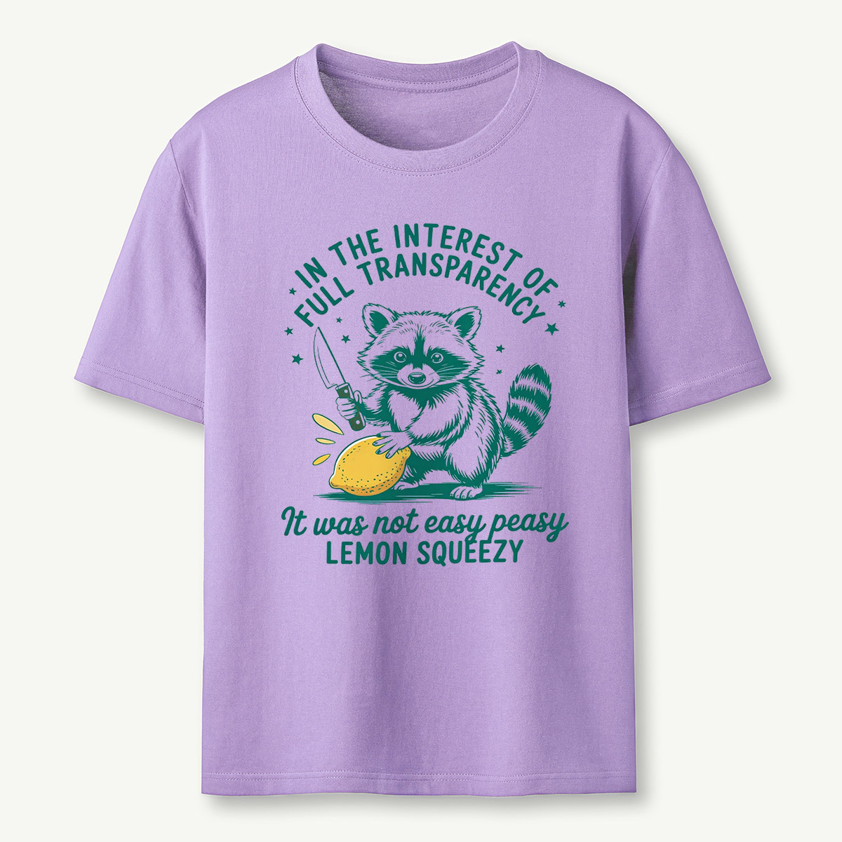 Transparency Raccoon Lemon Squeezy Humor T‑Shirt