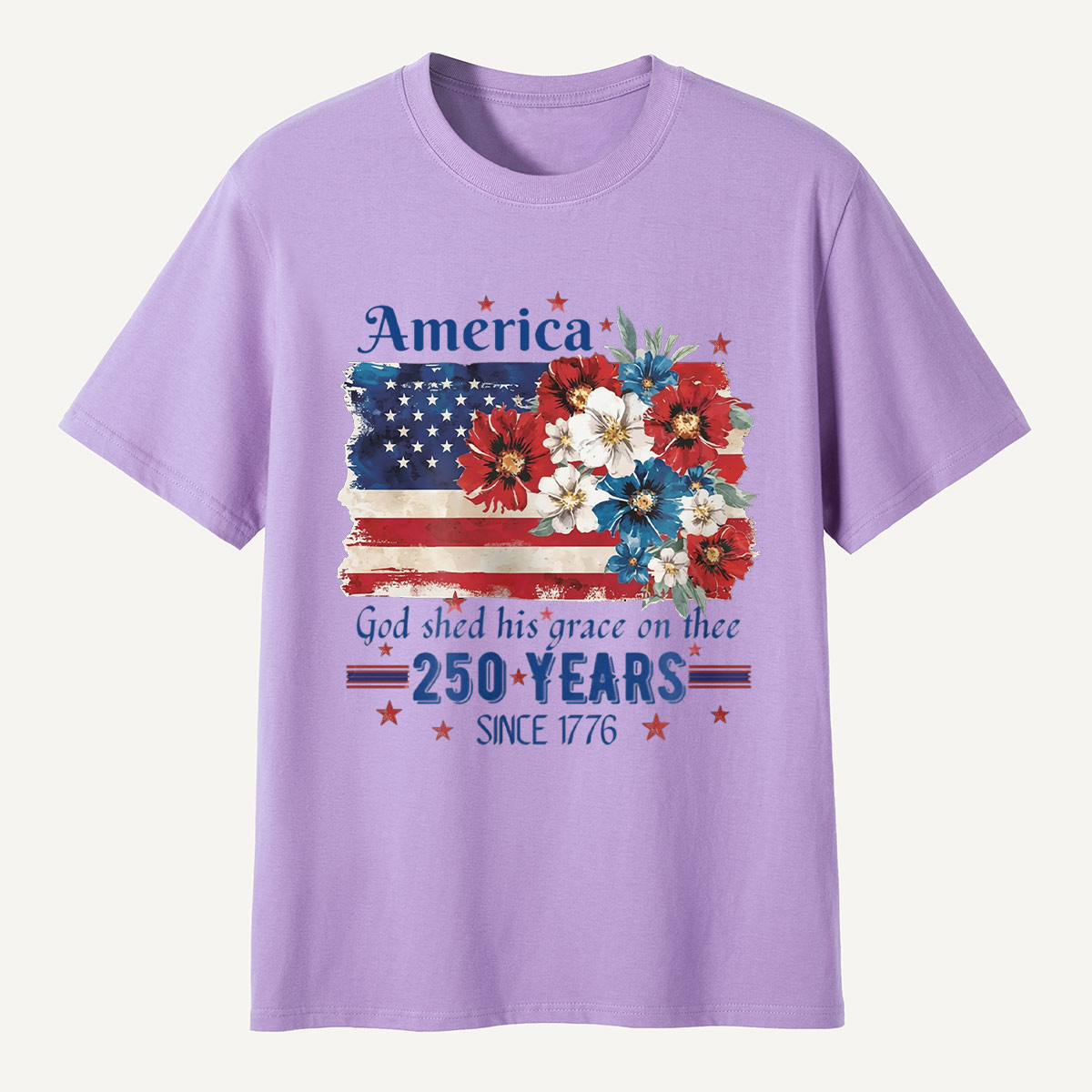 America 250 Years Since 1776 Floral Flag T-Shirt