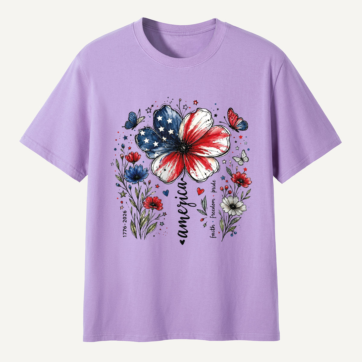 USA 250th Anniversary Floral T-Shirt