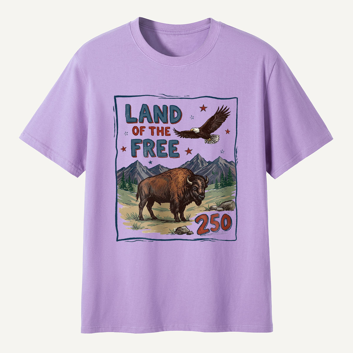 American Wildlife Land of the Free Bison and Eagle T-Shirt
