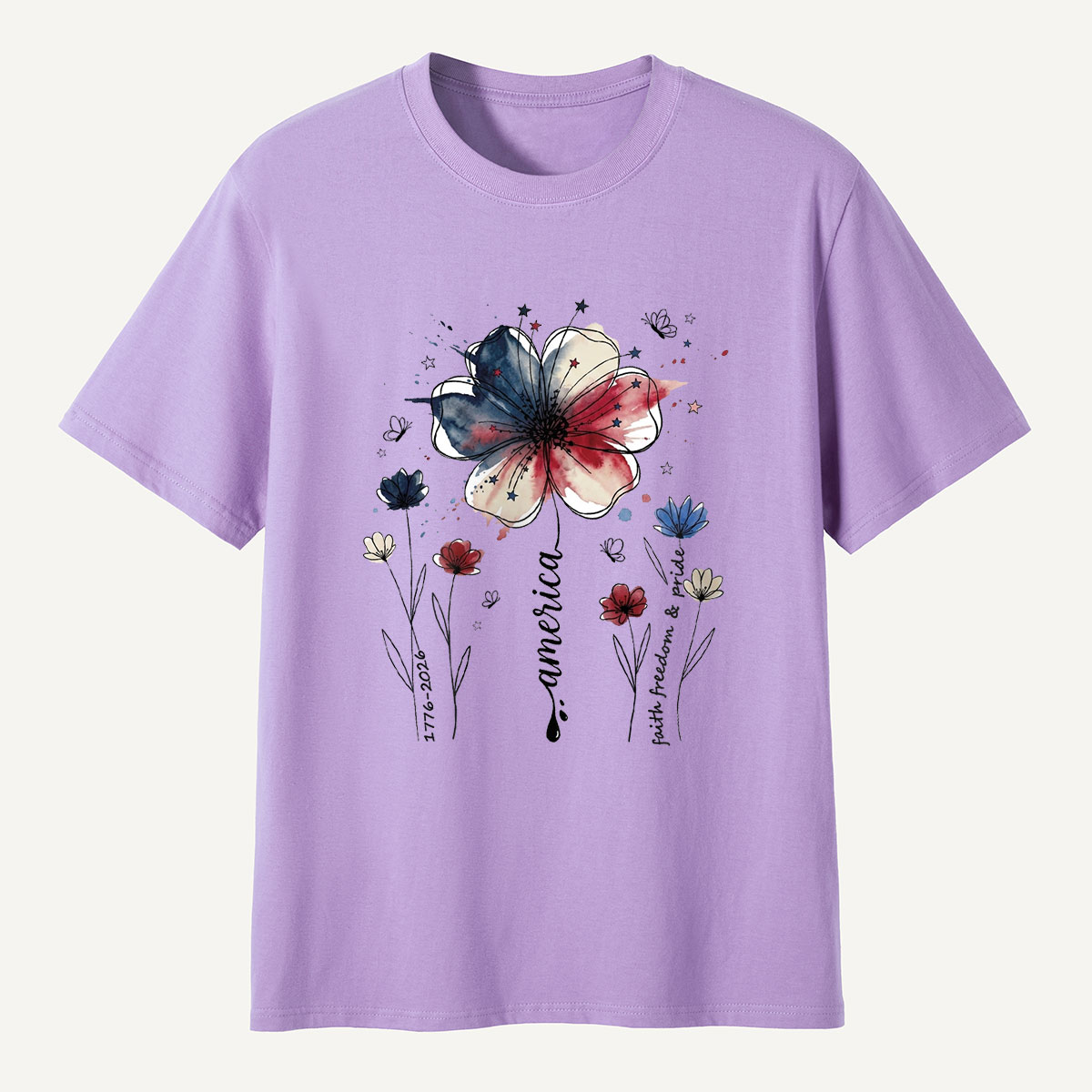 America 1776‑2026 Floral Independence Day T-Shirt