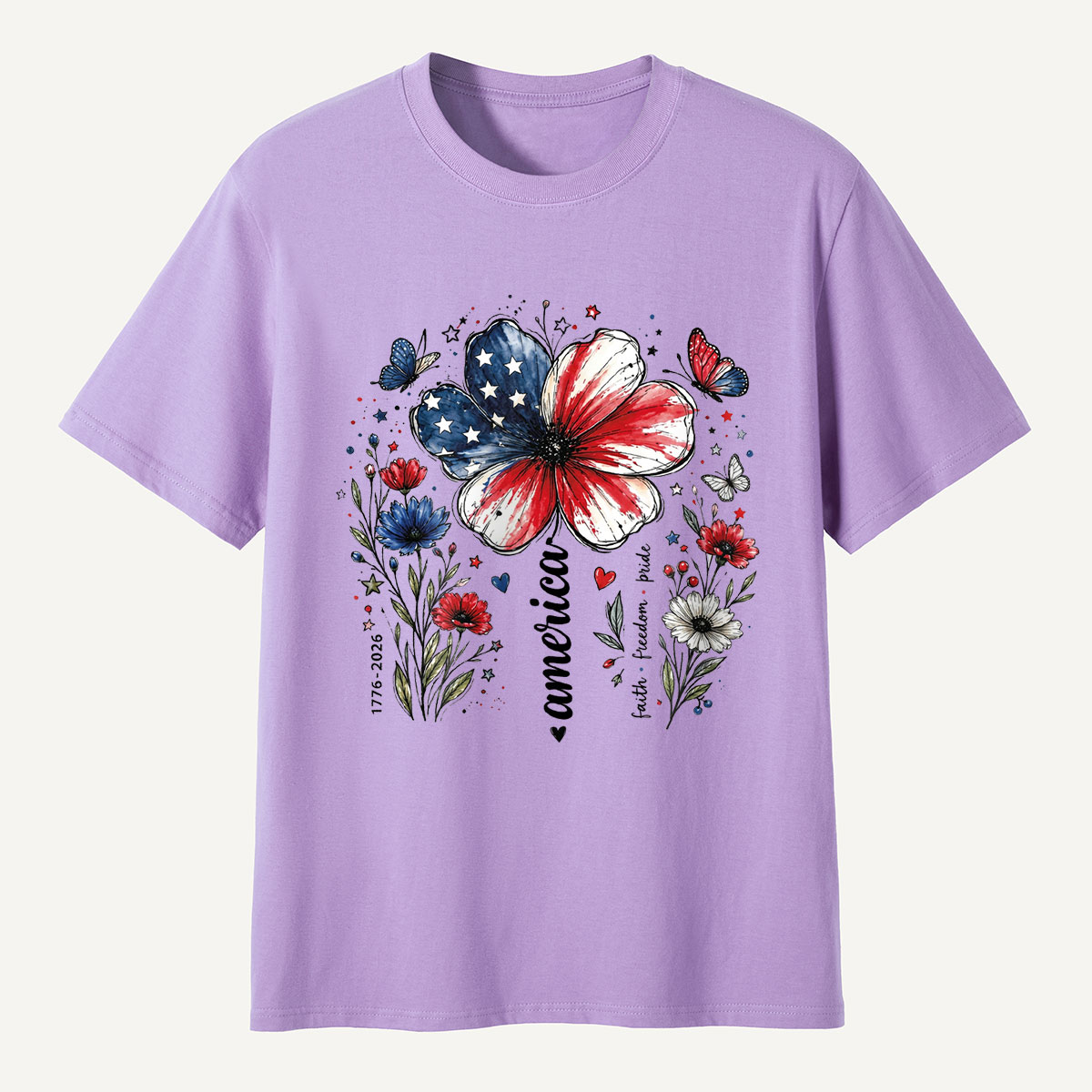 USA 250th Anniversary Floral T-Shirt