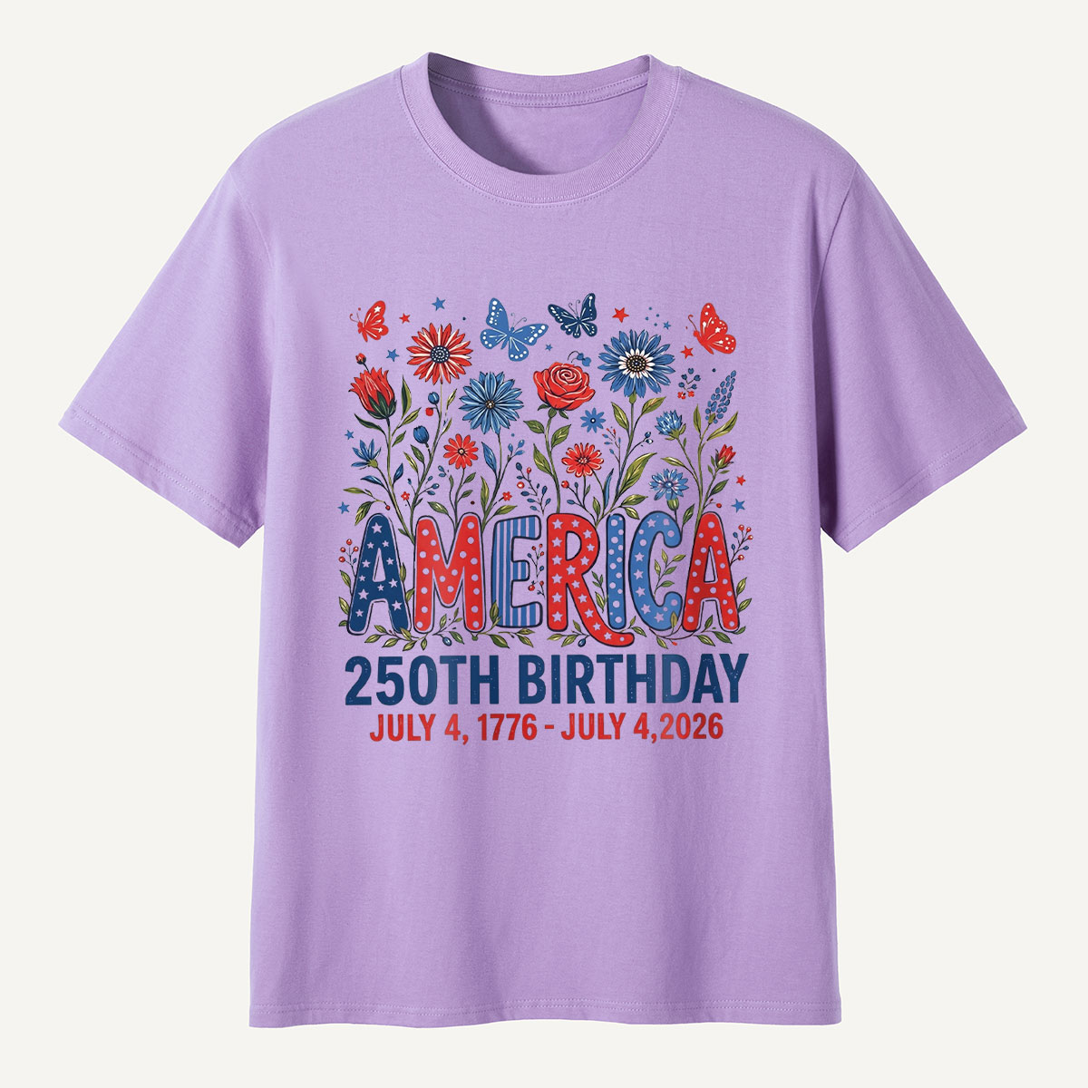 America 250th Birthday July 4 1776‑2026 Floral T‑Shirt
