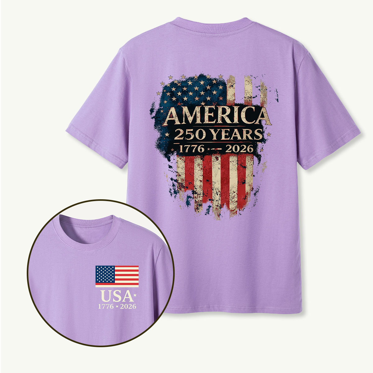 America 250 Years 1776‑2026 Distressed Flag Shield T‑Shirt