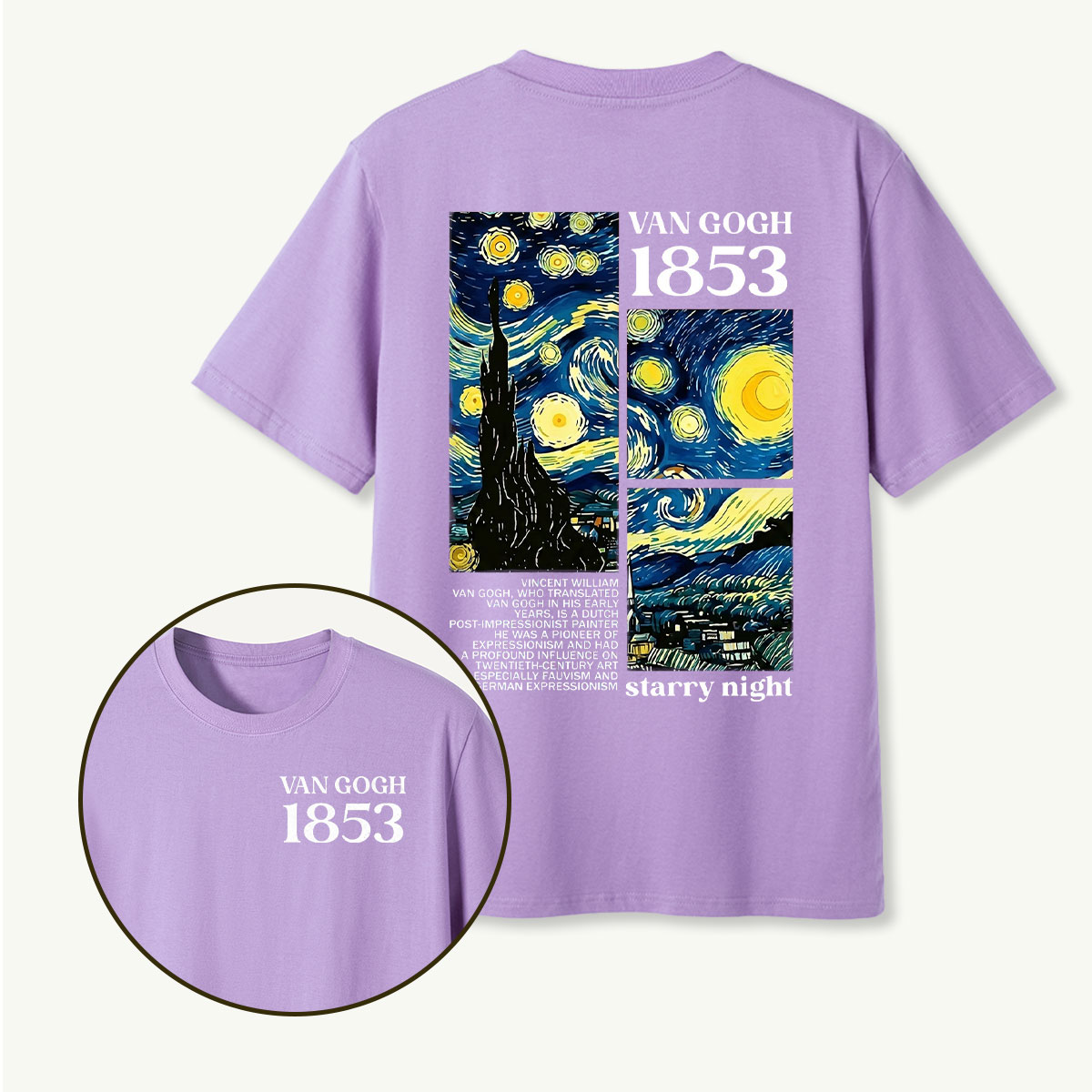Van Gogh 1853 Starry Night Panel T-Shirt