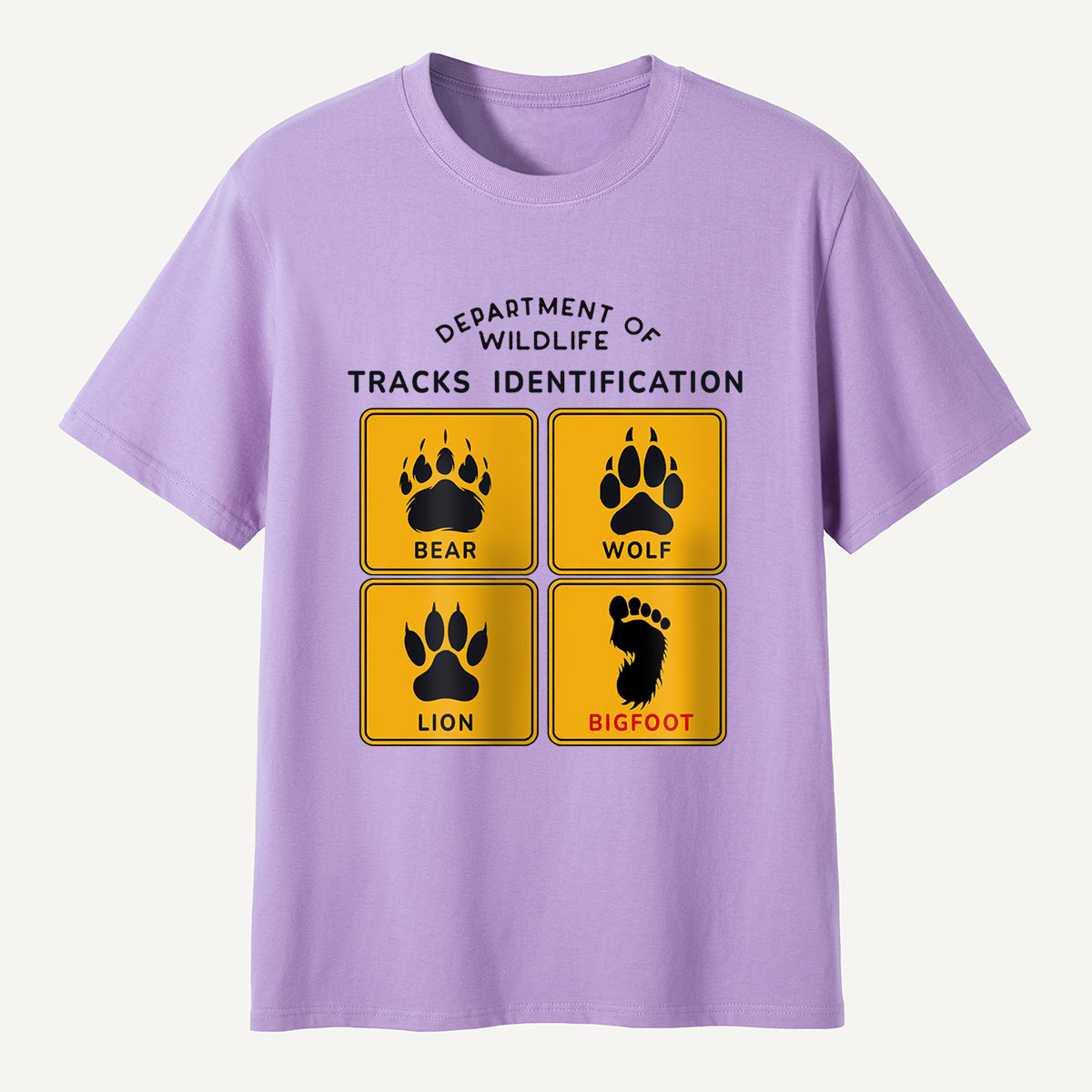 Department of Wildlife Tracks Identification Bear Wolf Lion Cryptids T-Shirt
