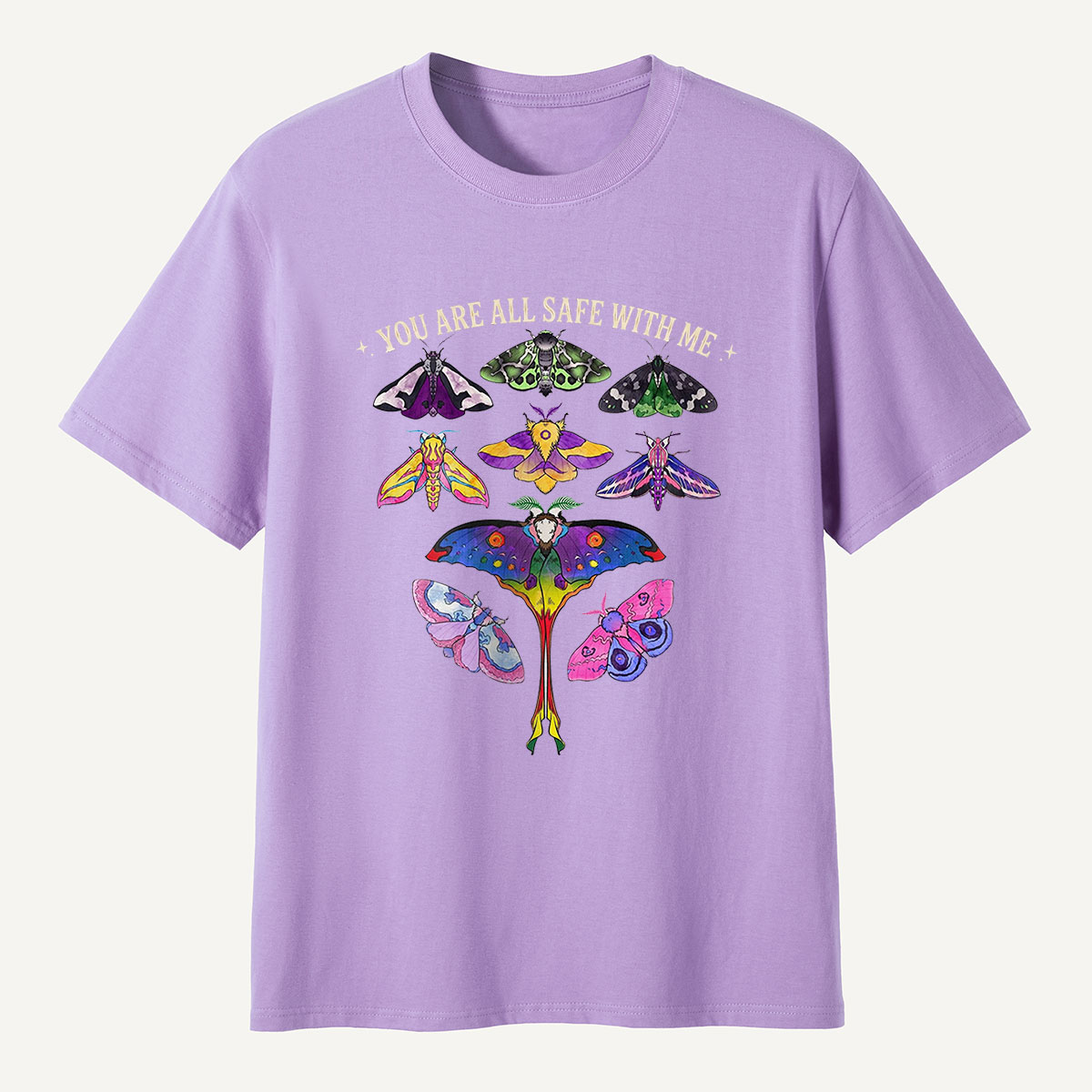 You Are Safe With Me Colorful Moth T-Shirt
