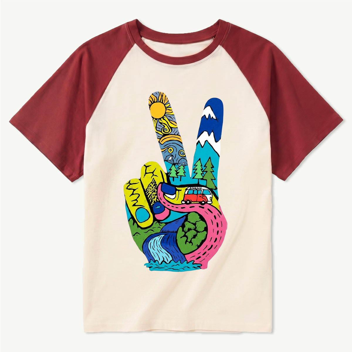 Funky Peace Nature Raglan T-Shirt