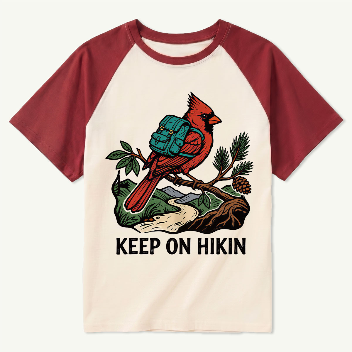 Keep On Hikin Cardinal Backpacker On Trail T-Shirt