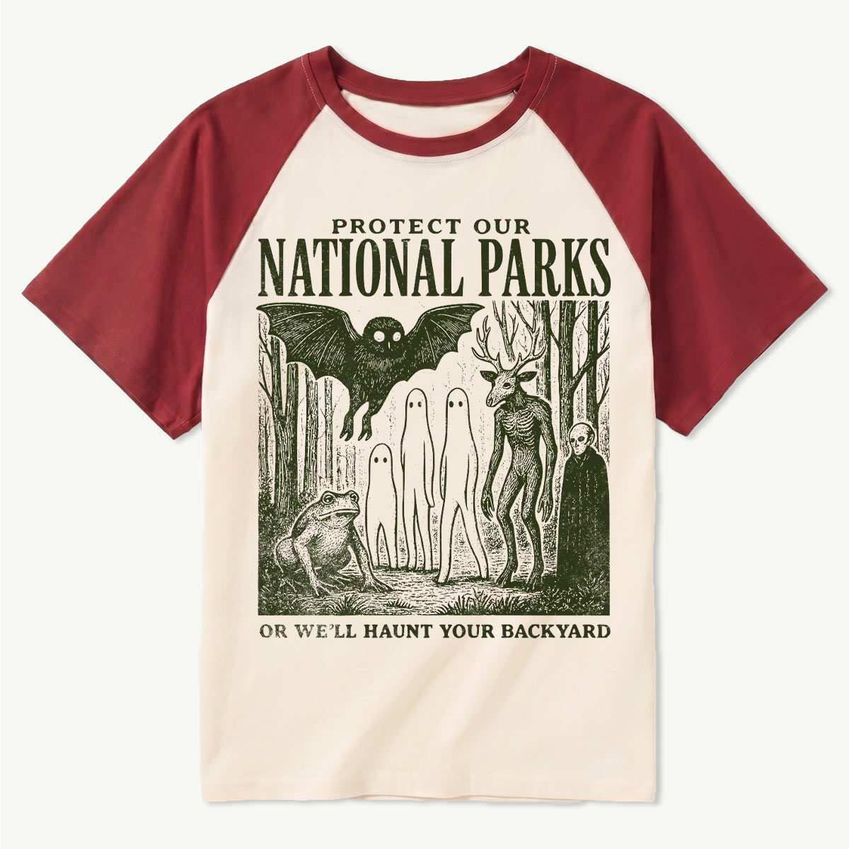 Alt National Park Mothman Cryptid Raglan T-Shirt