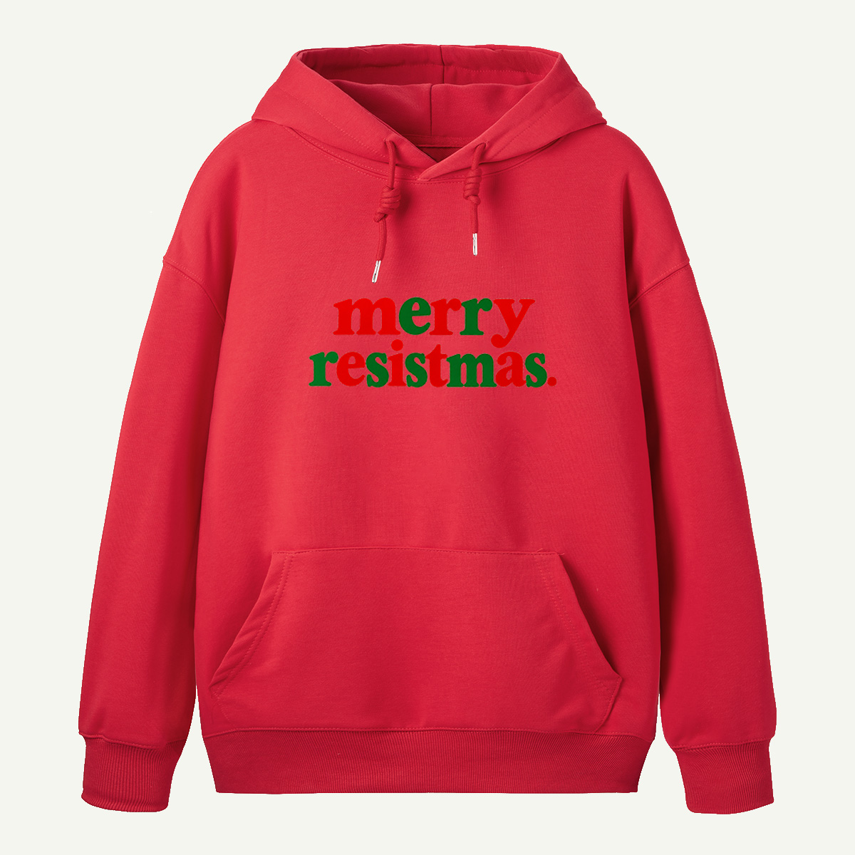 Merry Resistmas Minimalist Red And Green Holiday Typography Hoodie