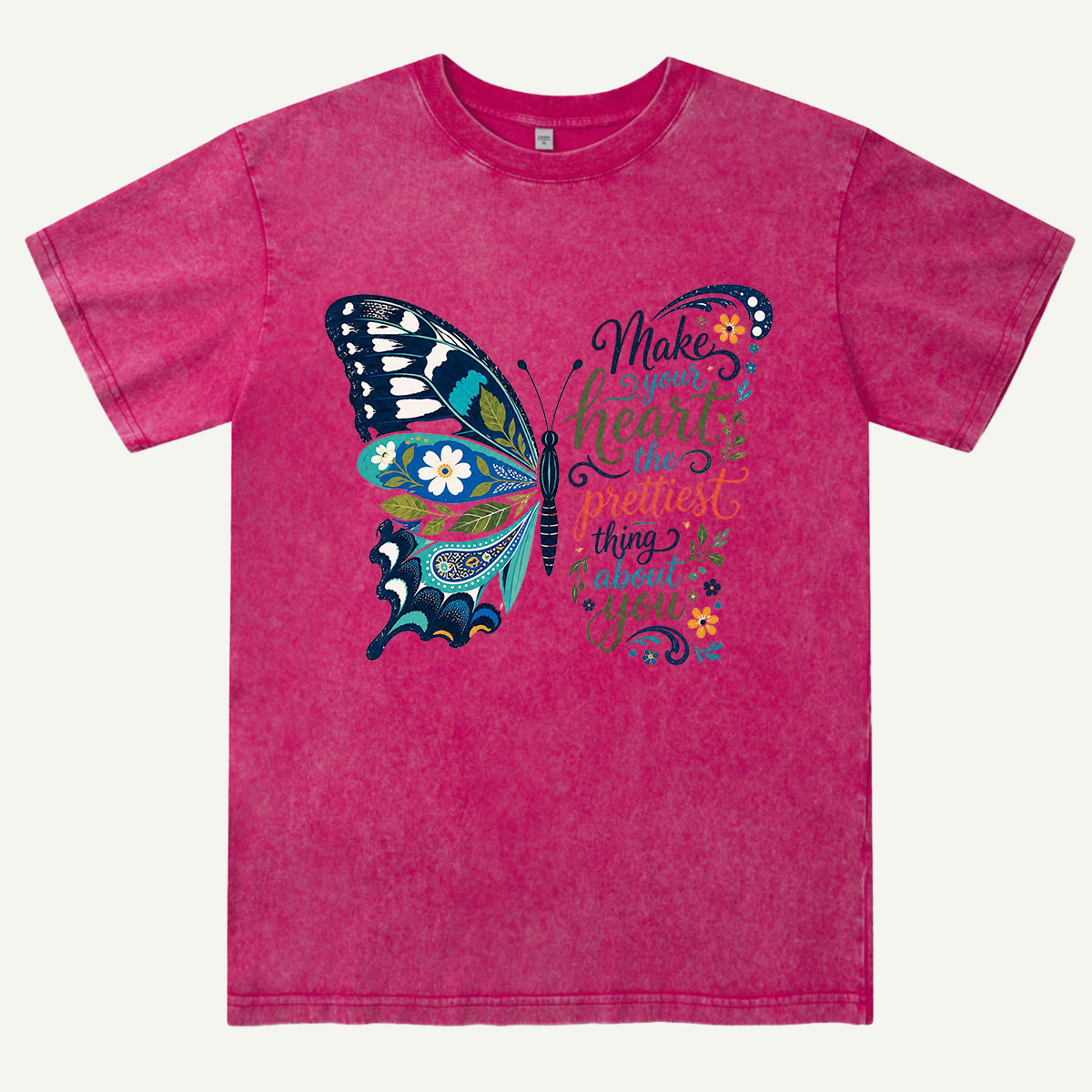 Inspirational Butterfly Nature Quote Washed T-Shirt