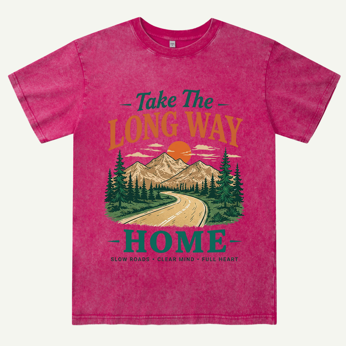 Take The Long Way Home Mountain Road Washed T-Shirt
