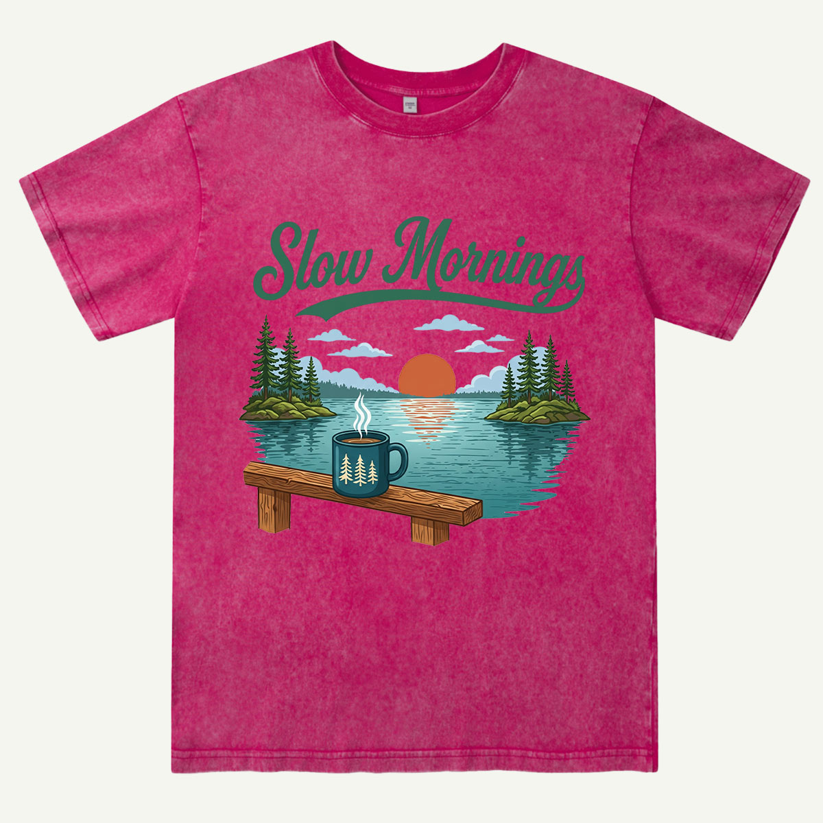 Slow Mornings Lake Coffee Washed T-Shirt