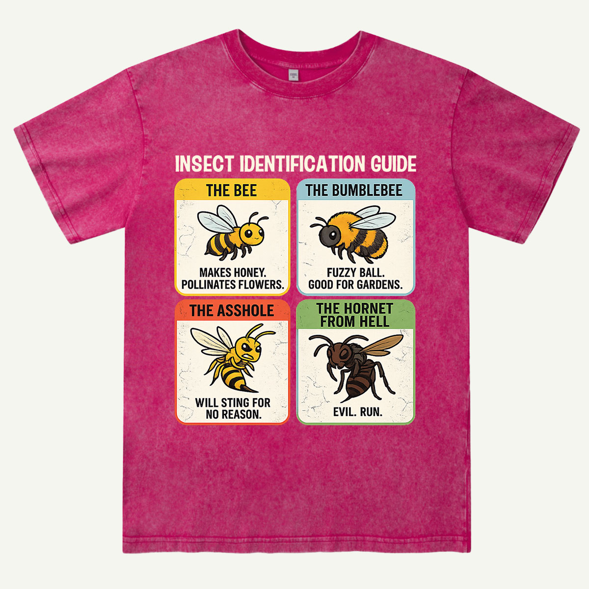 Funny Insect Identification Guide Washed T-Shirt