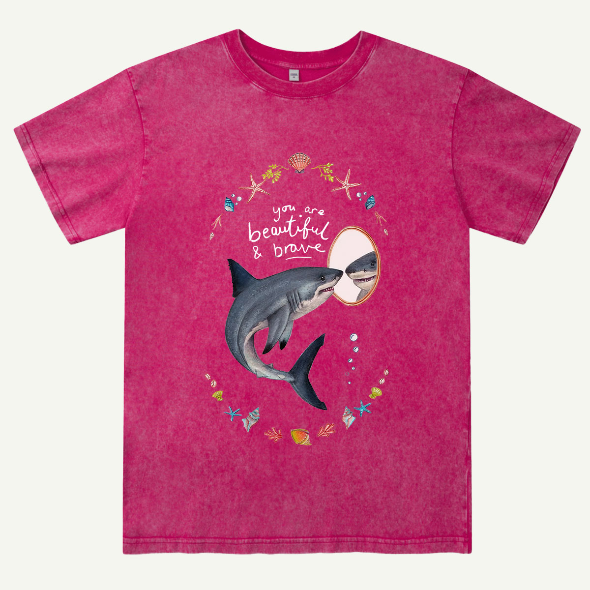 Beautiful and Brave Shark Washed T-Shirt