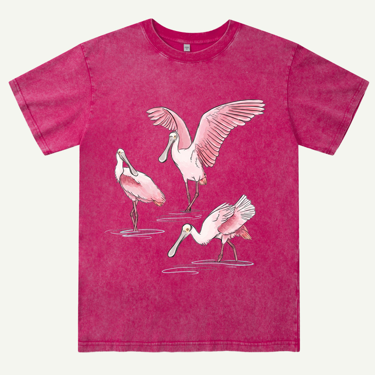 Roseate Spoonbill Bird Washed T-Shirt