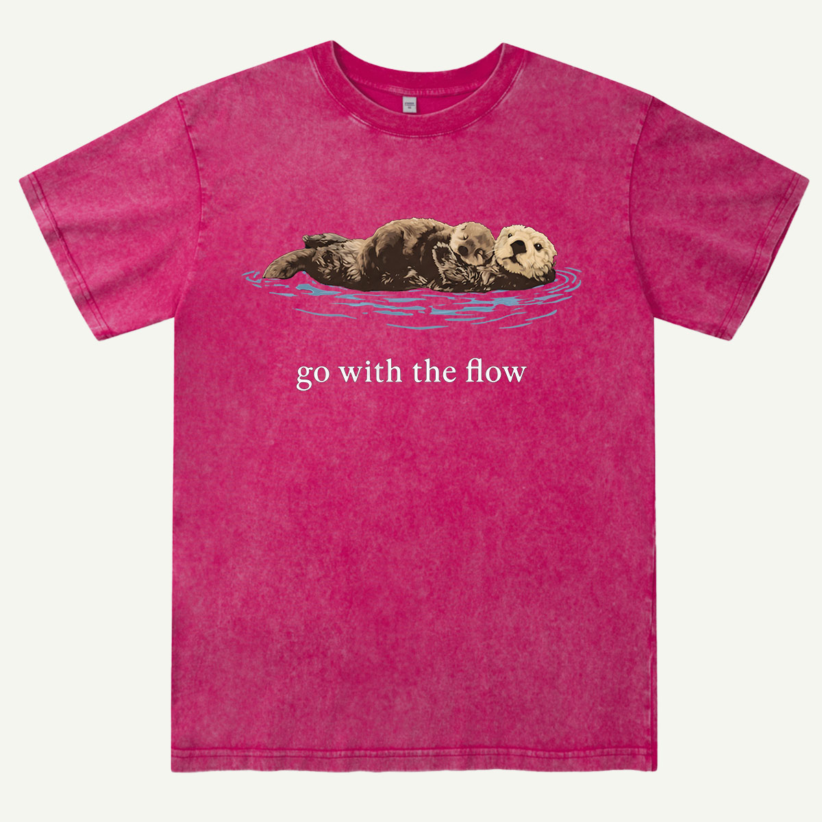 Go With The Flow Sea Otter Wildlife Nature Washed T-Shirt