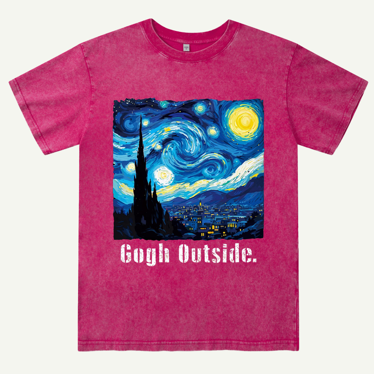 Swirl Night Sky Gogh Outside Washed T-Shirt
