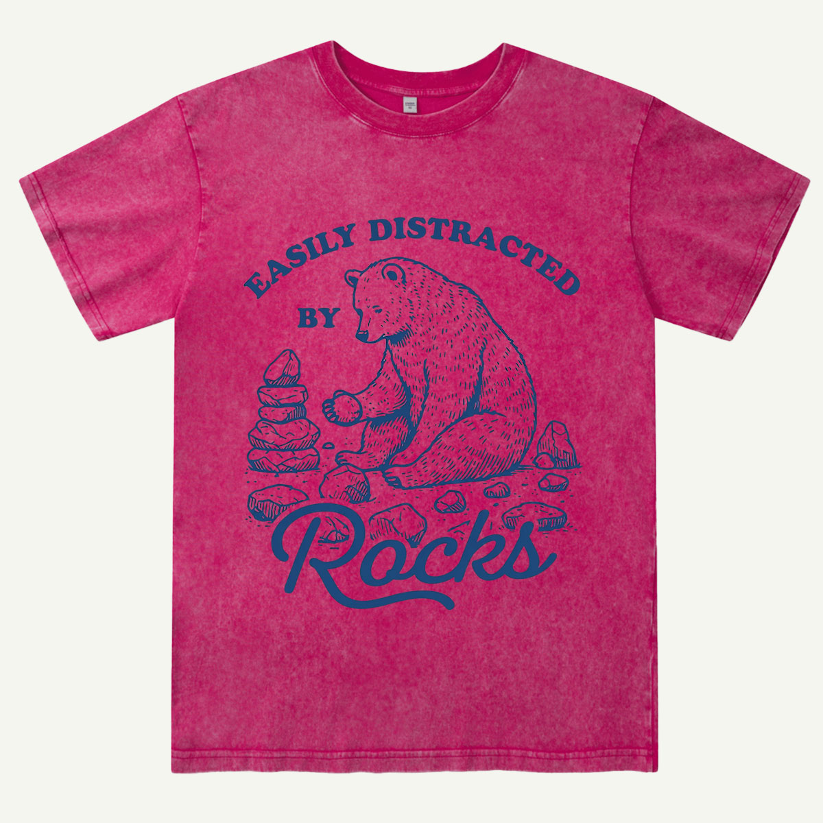Easily Distracted By Rocks Bear Washed T-Shirt
