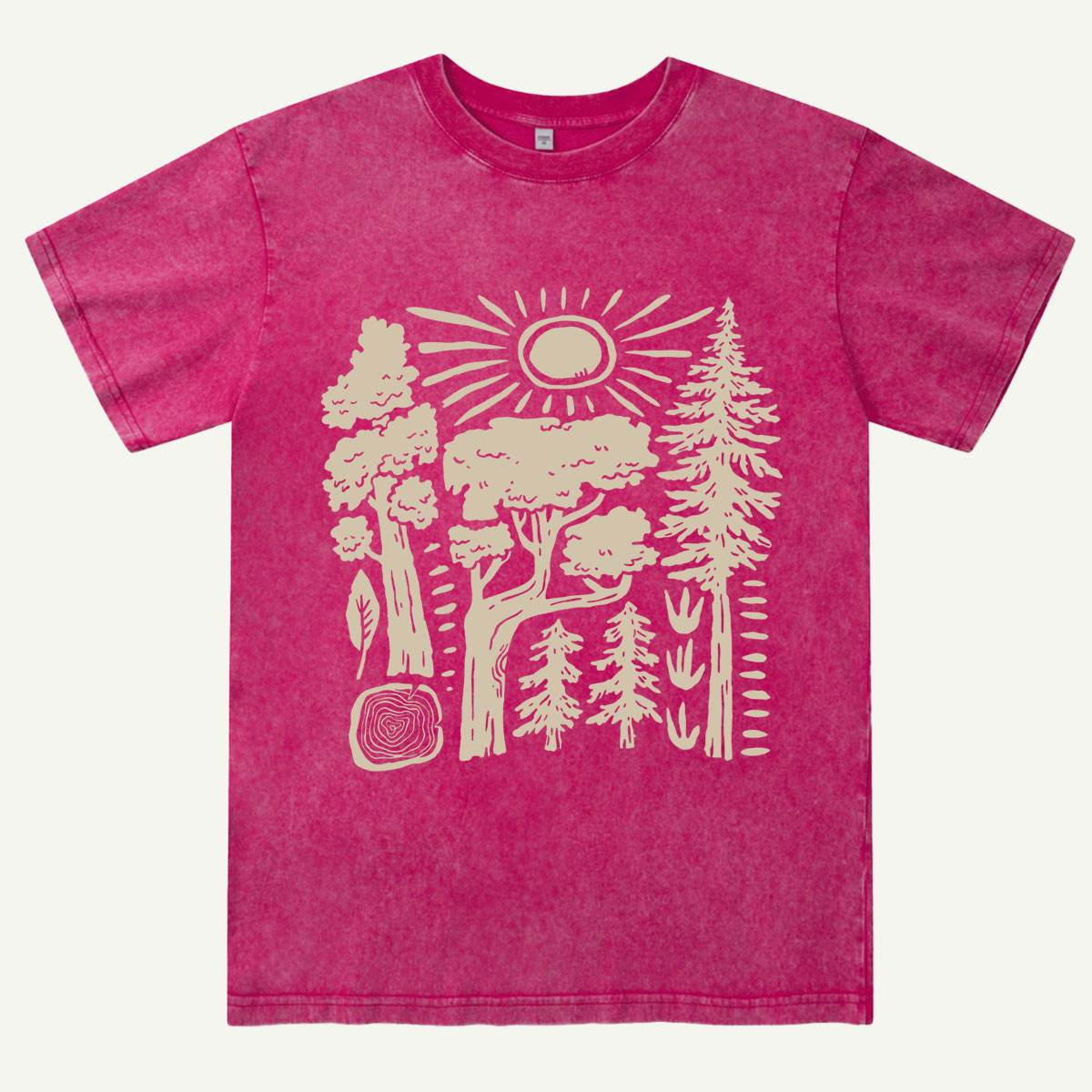 Minimalist Forest Sunrise Washed T-Shirt