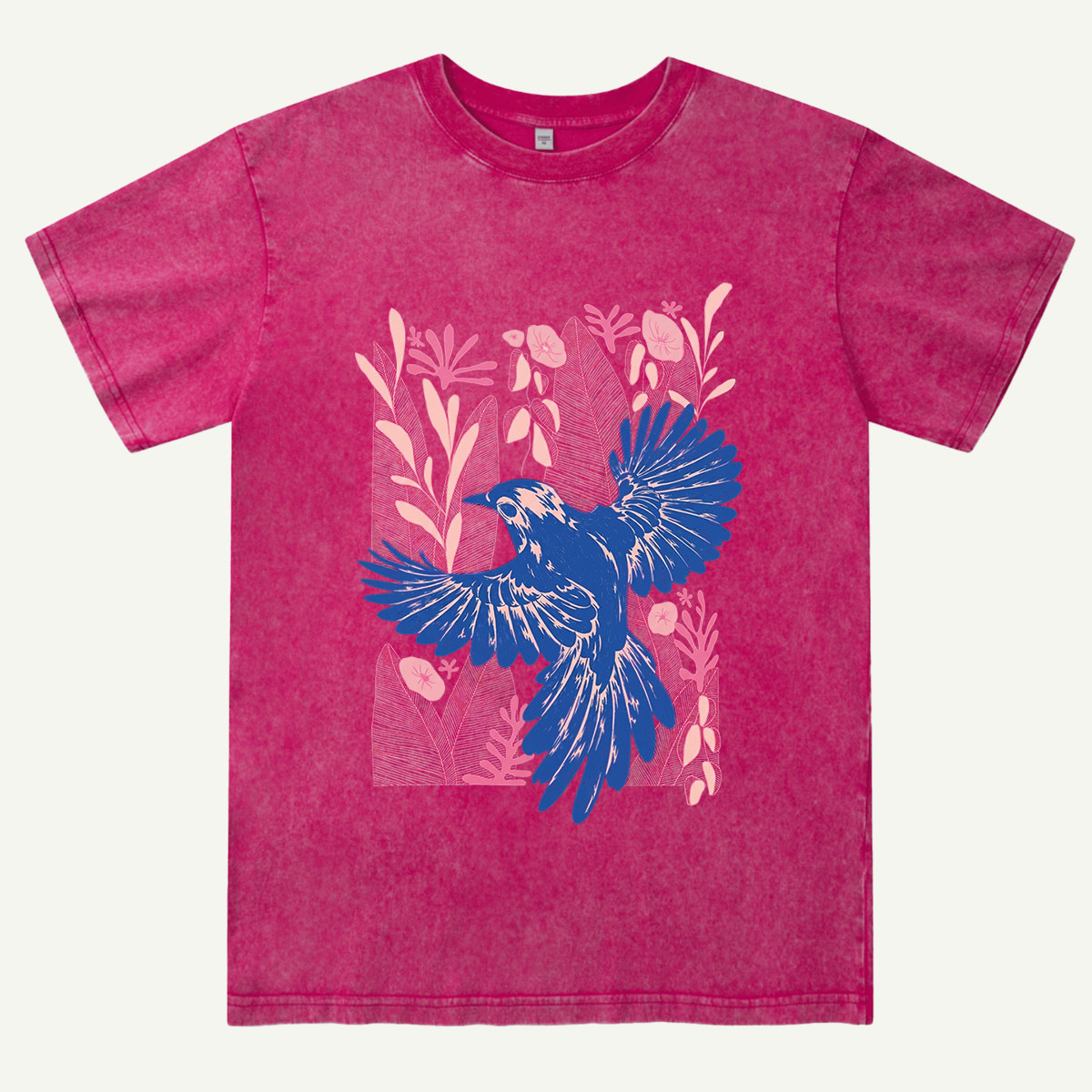 Vintage Blue Bird Botanical Washed T-Shirt