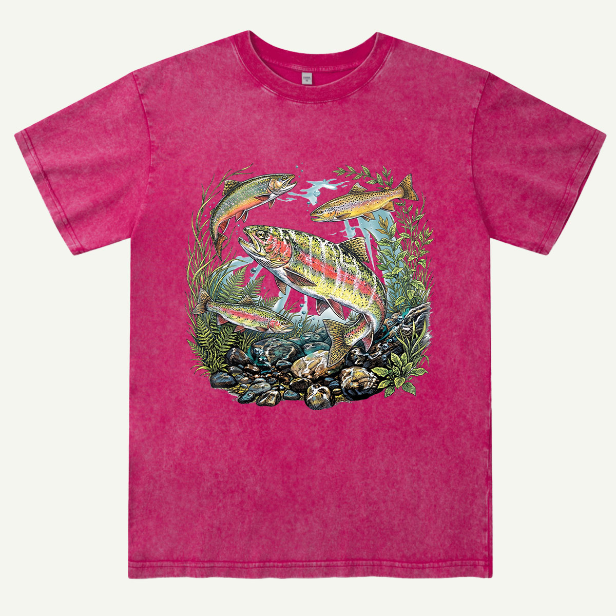 Trout Fishing Freshwater Fish Nature Washed T-Shirt