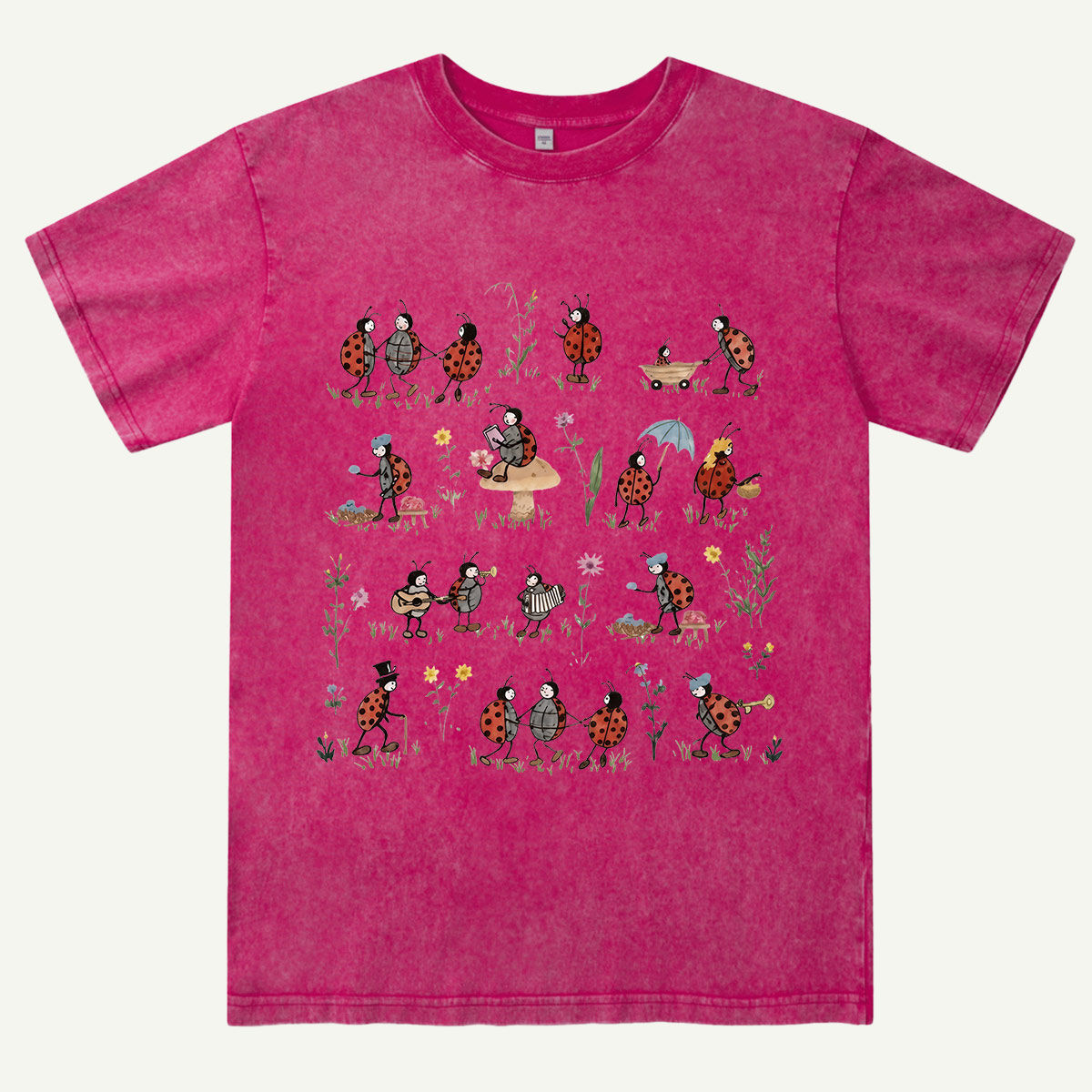 Ladybug and Flower Washed T-Shirt