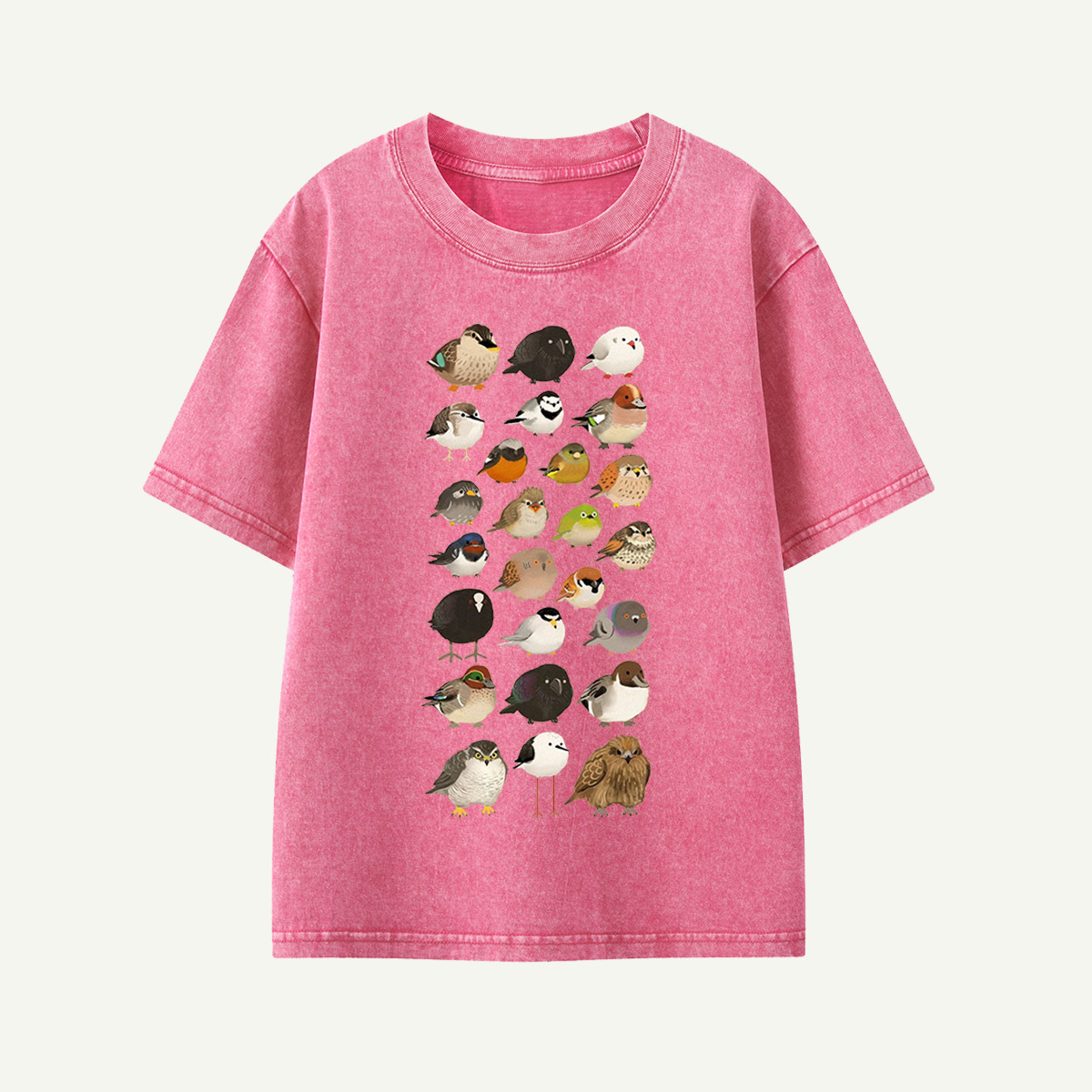 Bird Species Illustration Kids Washed T-Shirt