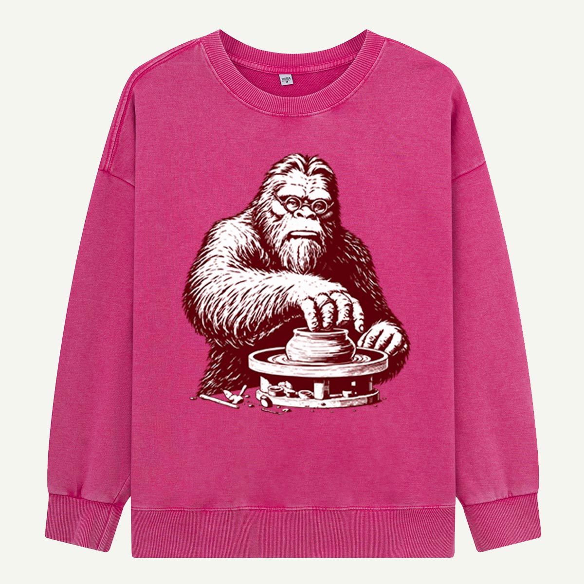 Bigfoot Ceramic Artist Pottery Wheel Craft Design Washed Sweatshirts