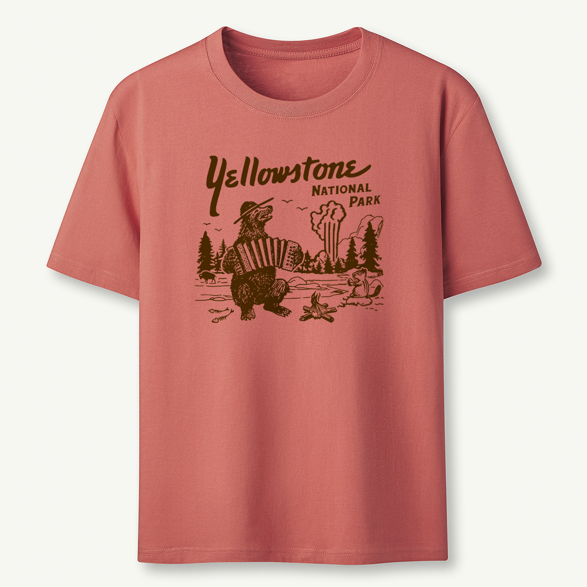 Yellowstone National Park Retro Bear Old Faithful Grand Canyon T-Shirt