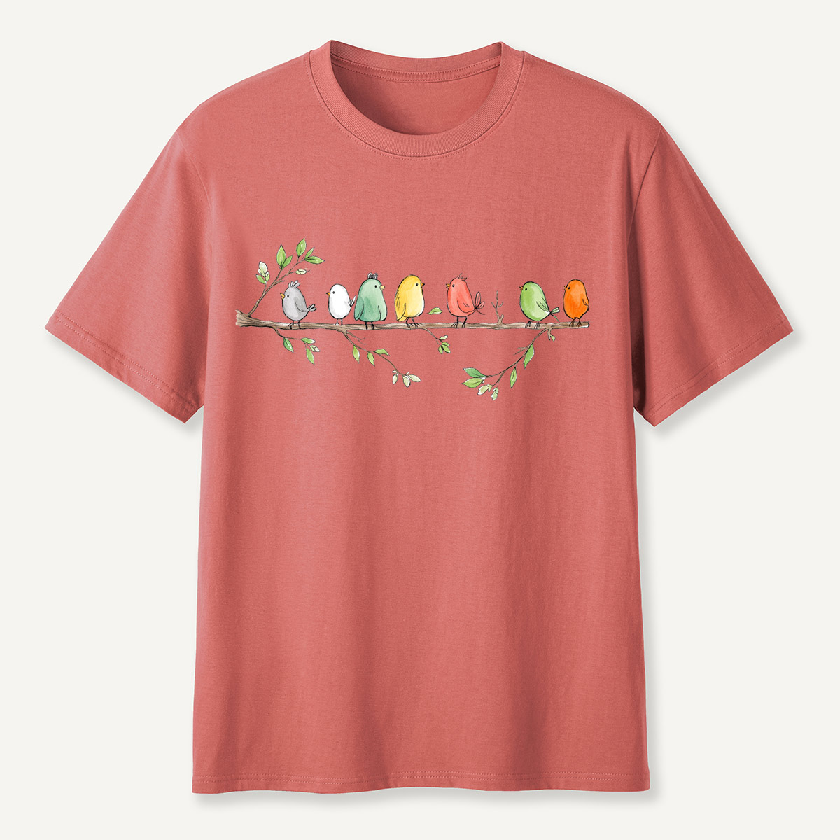 Colorful Songbirds On Branch T-Shirt