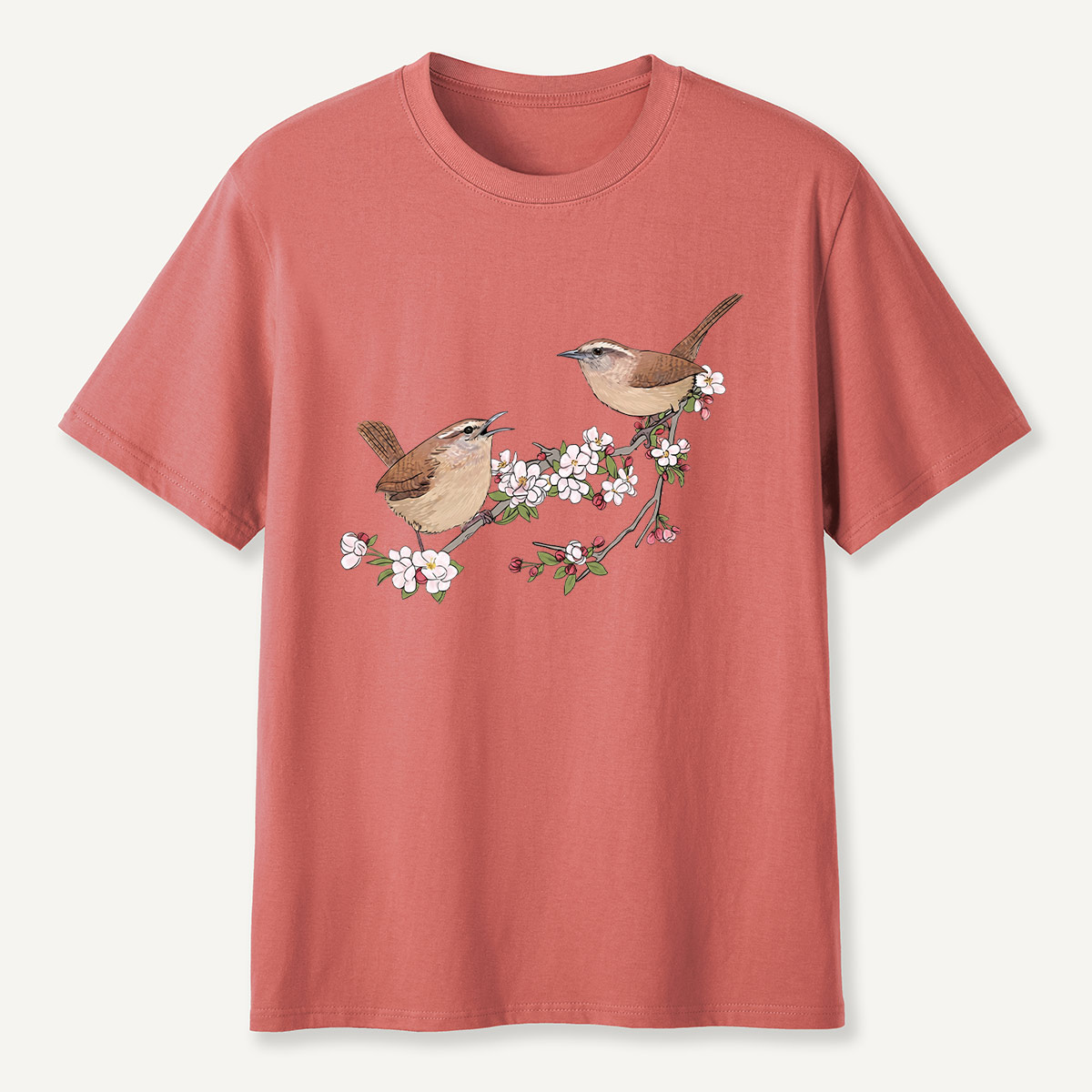 Songbirds On Blooming Branch Nature T-Shirt