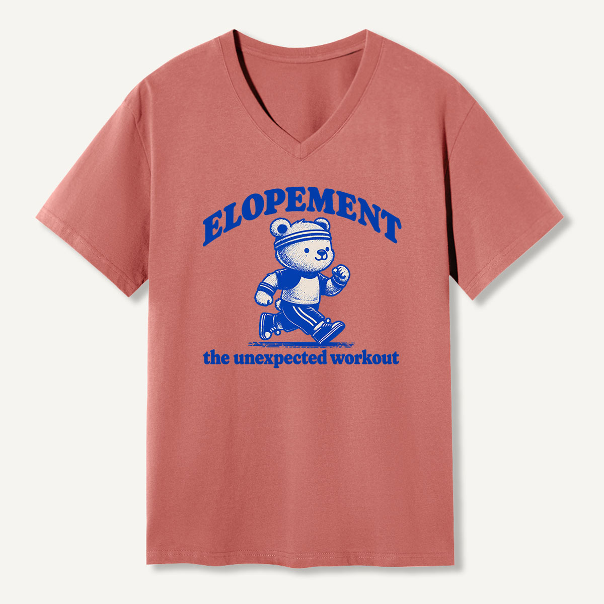 Elopement The Unexpected Workout Running Bear Graphic V-neck T-Shirt