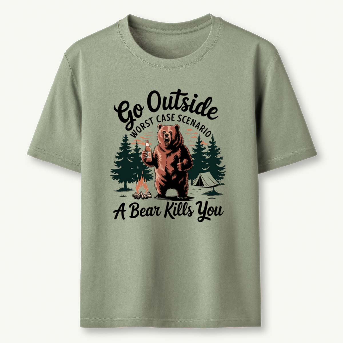 Go Outside Worst Case Scenario A Bear Kills You T-Shirt