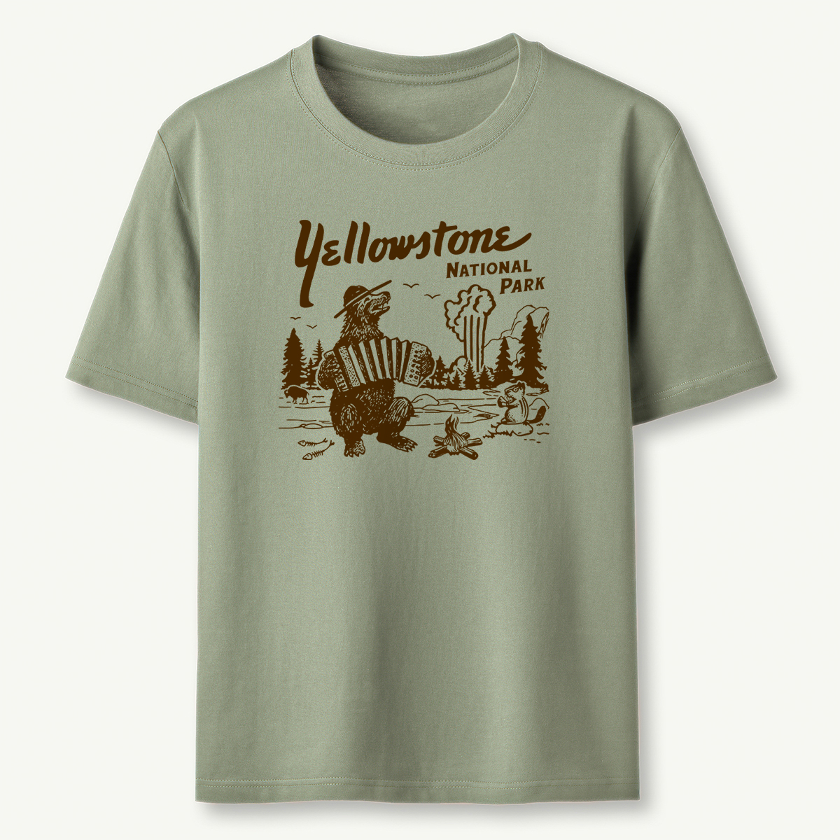 Yellowstone National Park Retro Bear Old Faithful Grand Canyon T-Shirt