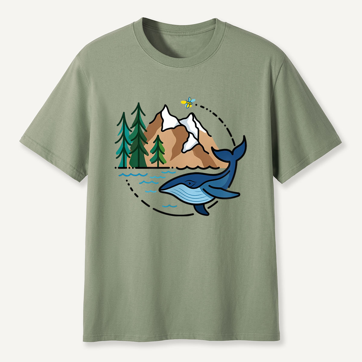 Whale & Mountain Forest T-Shirt