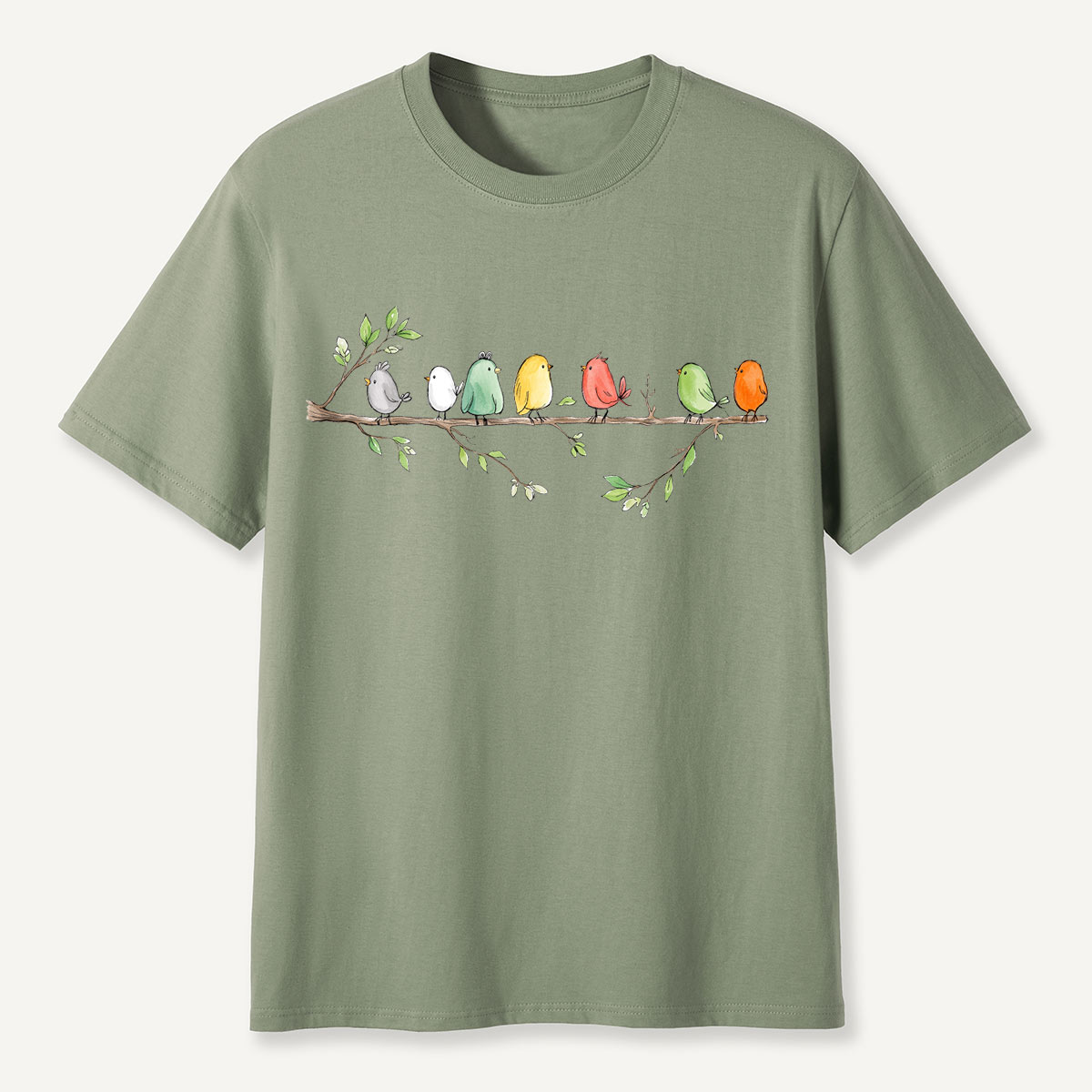Colorful Songbirds On Branch T-Shirt