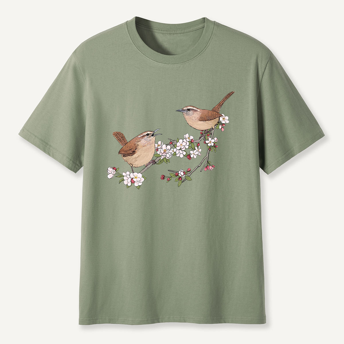 Songbirds On Blooming Branch Nature T-Shirt