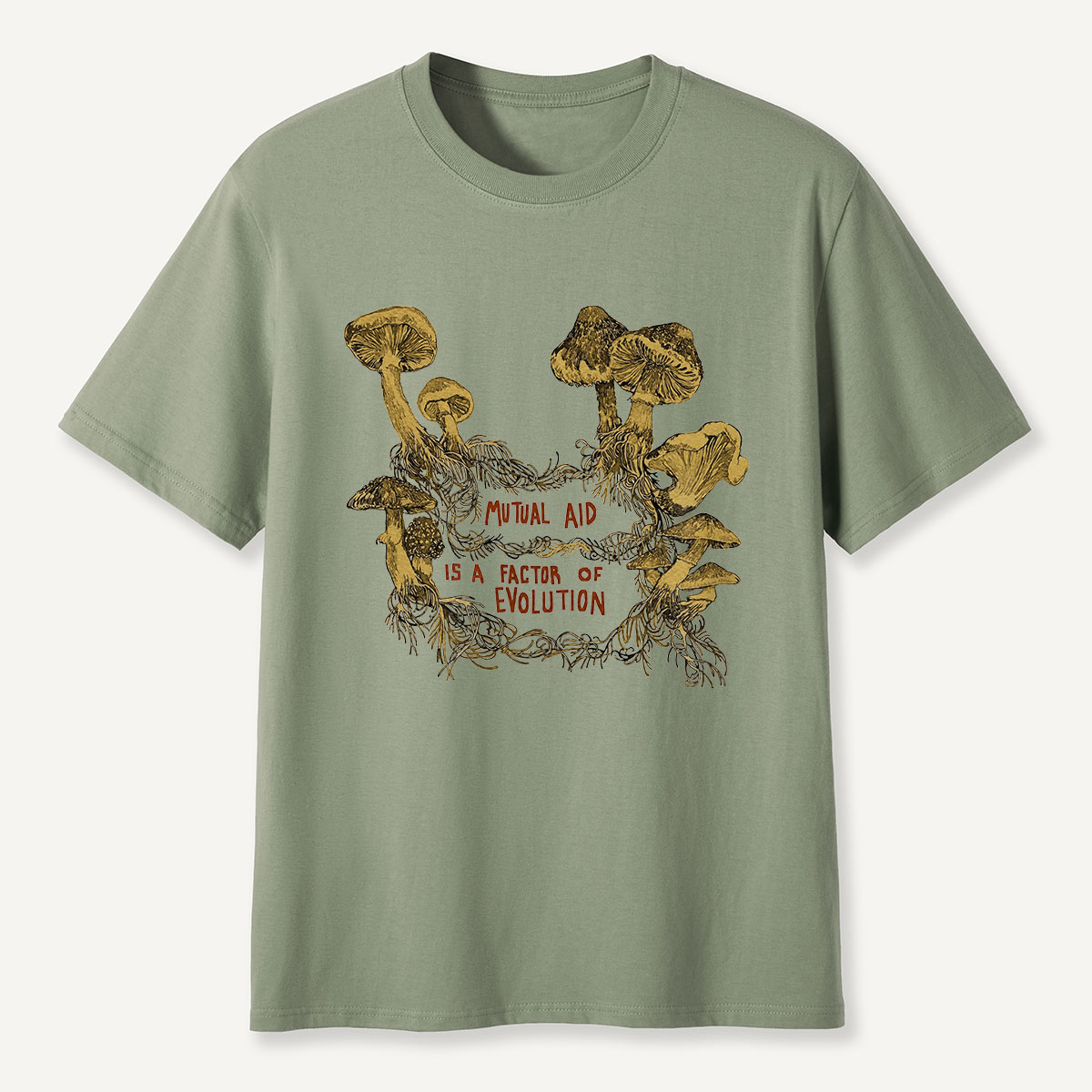 Mutual Aid Mushroom Evolution T-Shirt
