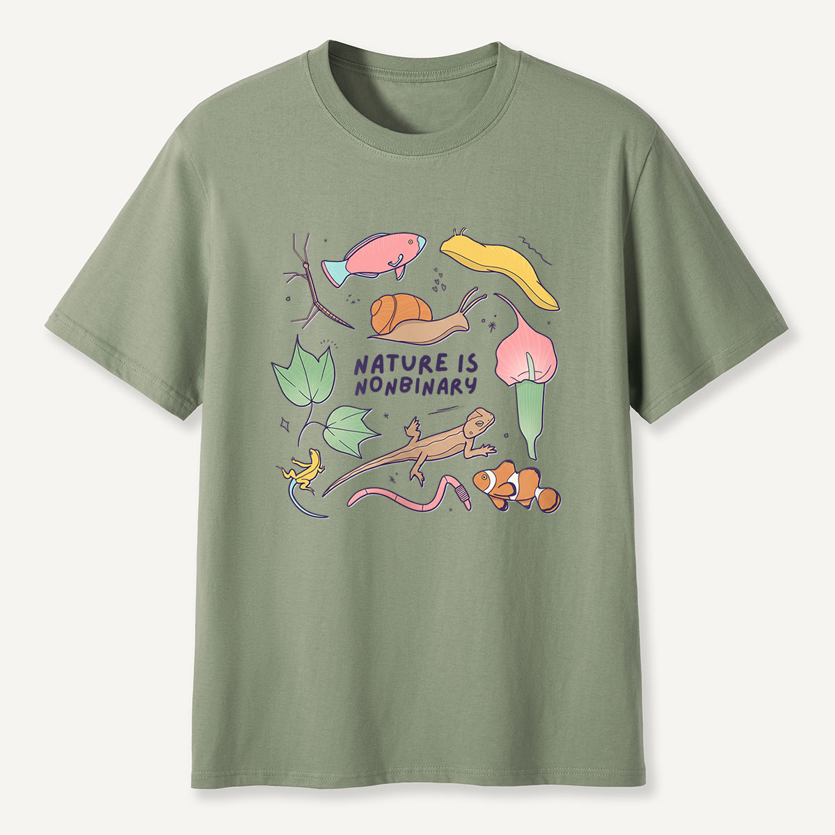 MDCTBYWY26072405 Nature is Nonbinary T-Shirt