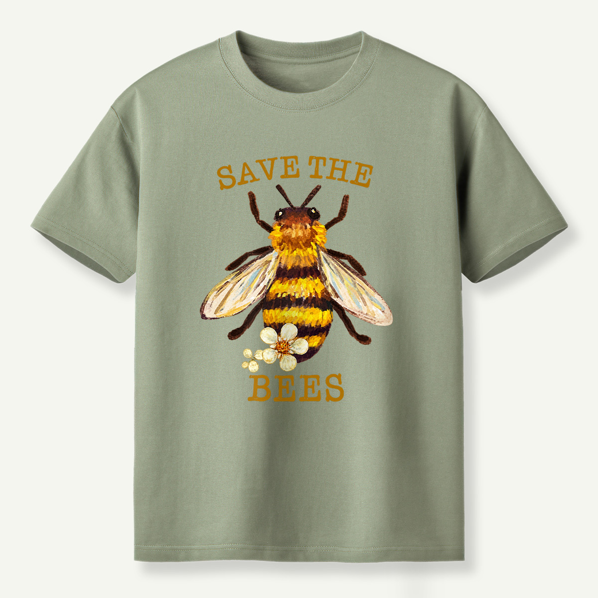 Save The Bees Watercolor Bee Floral Illustration T-Shirt